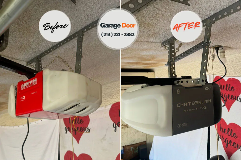 Before and after: garage door repair Barneveld, WI